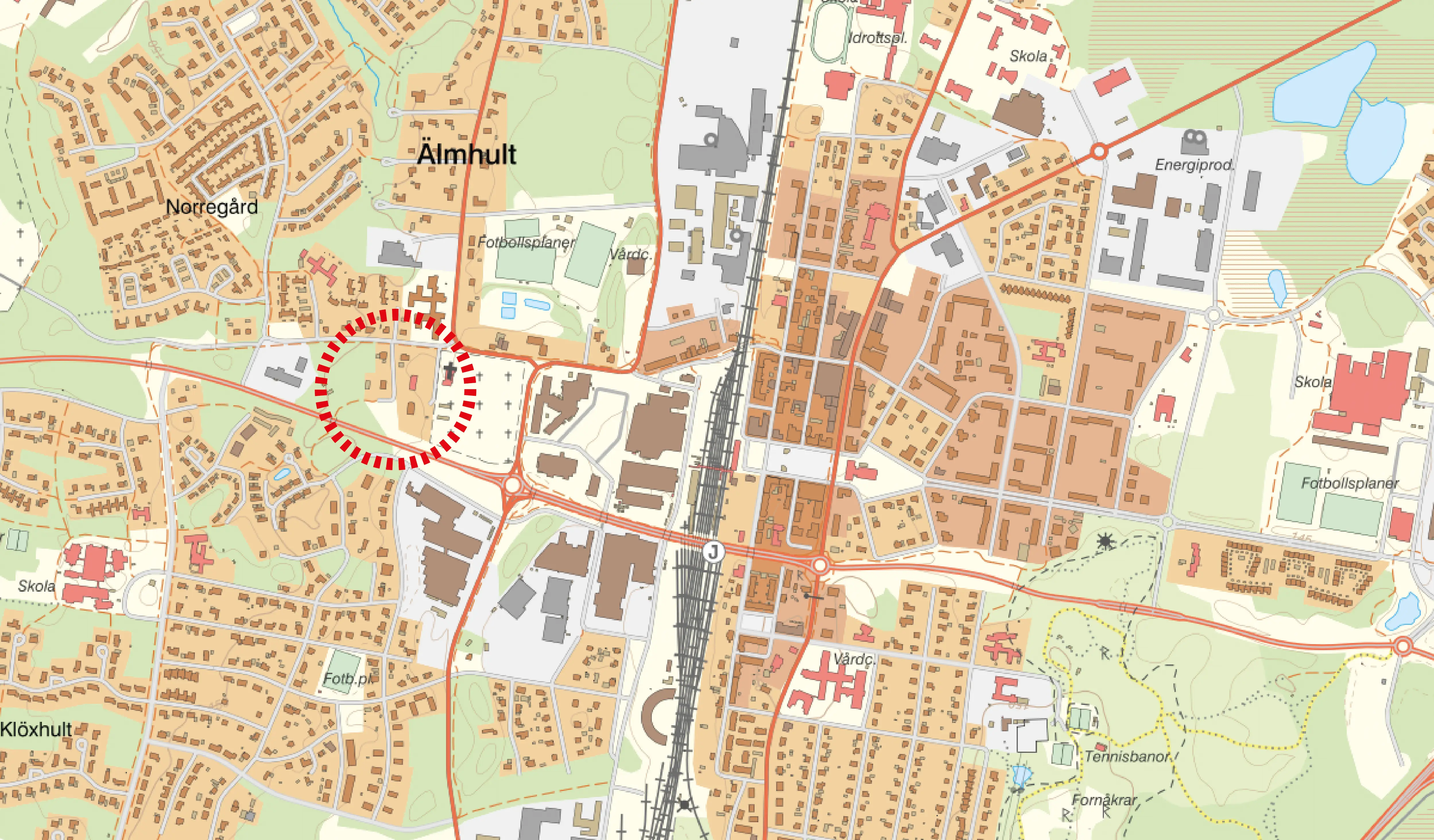 Karta över planområdet för Kvarteret Prästgården