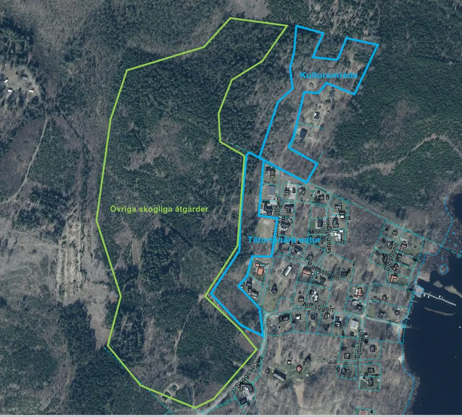 Karta över skogliga åtgärder i Boastad