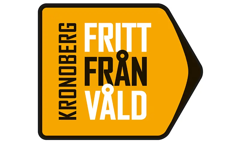 Logo orange med text Kronoberg fritt från våld.