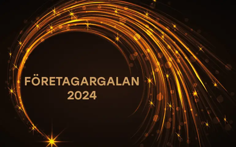 Logotyp för företagargalan 2024. sprakande stjärnor i en cirkel och text i mitten som säger: företagargalan 2024