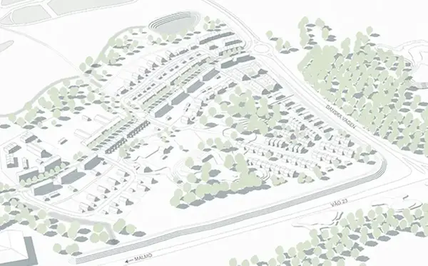 Illustration över bostadsområdet Furulund